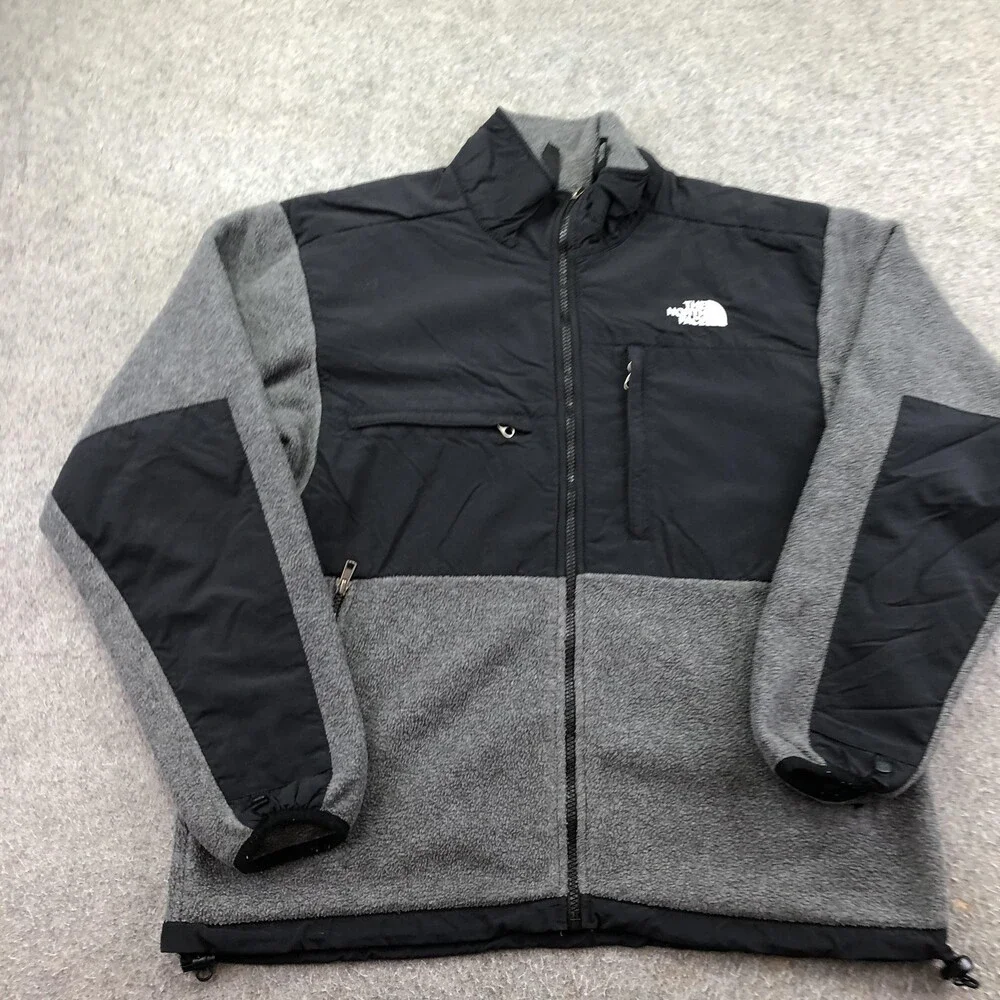 The North Face Jacket Mens Medium Gray Fleece Full Zip Pockets Outdoor Hiking